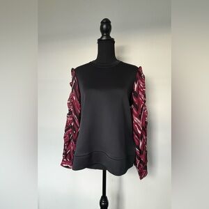 HARVE BENARD NEW Sweatshirt Blouse with Ruffled Sleeves Size S-M